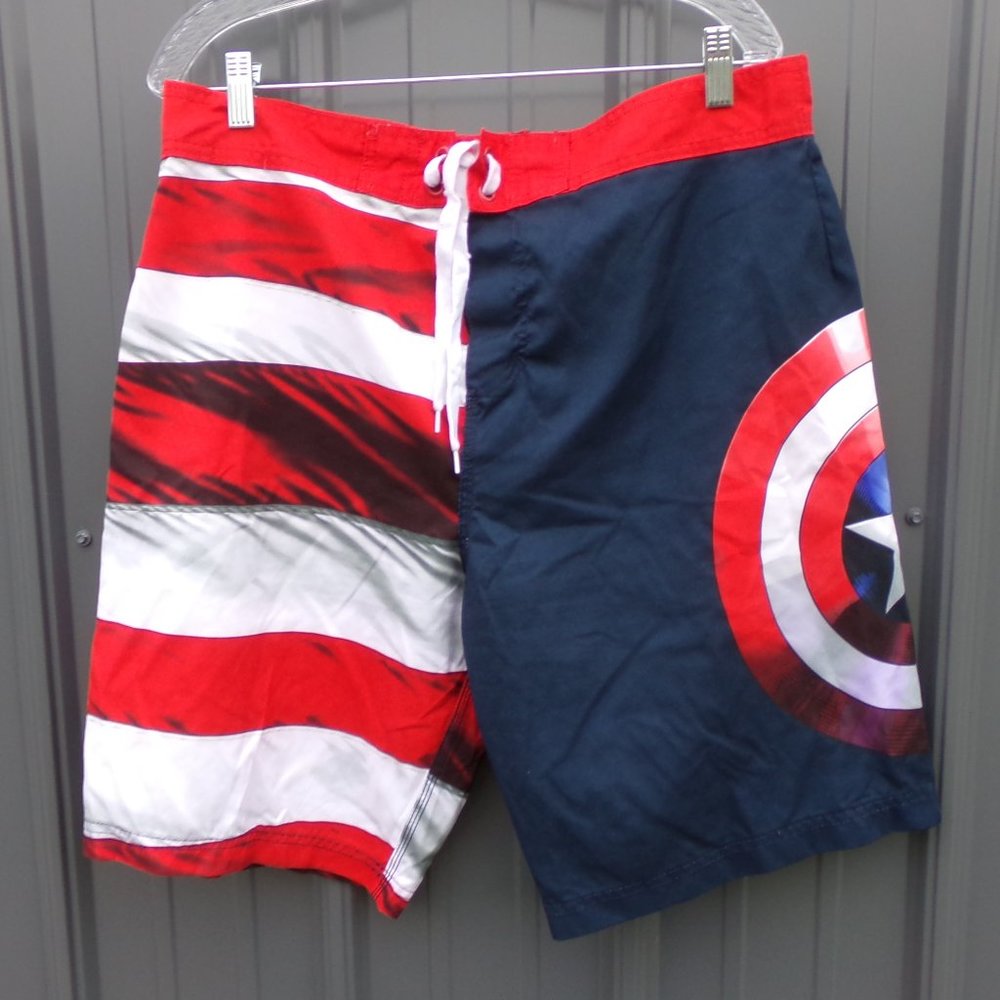 Marvel Captain America Swim Broad Shorts- Size XL